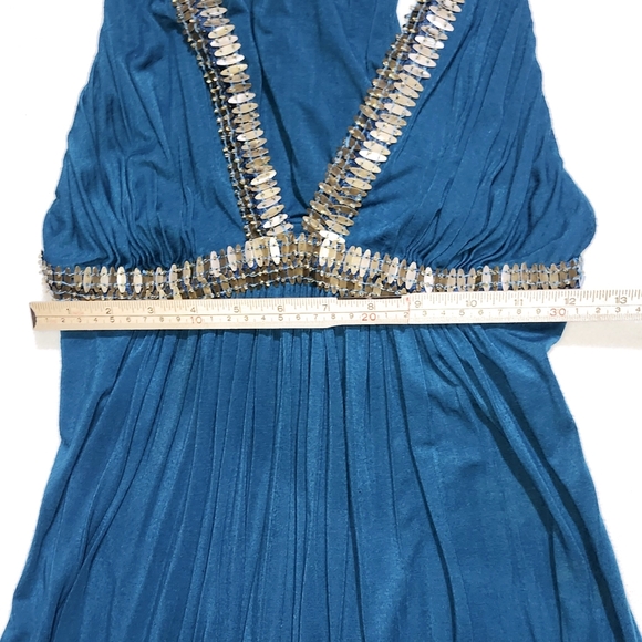 Sky Tank Top Teal/Blue with Beaded Sequined Size Small - Picture 7 of 9